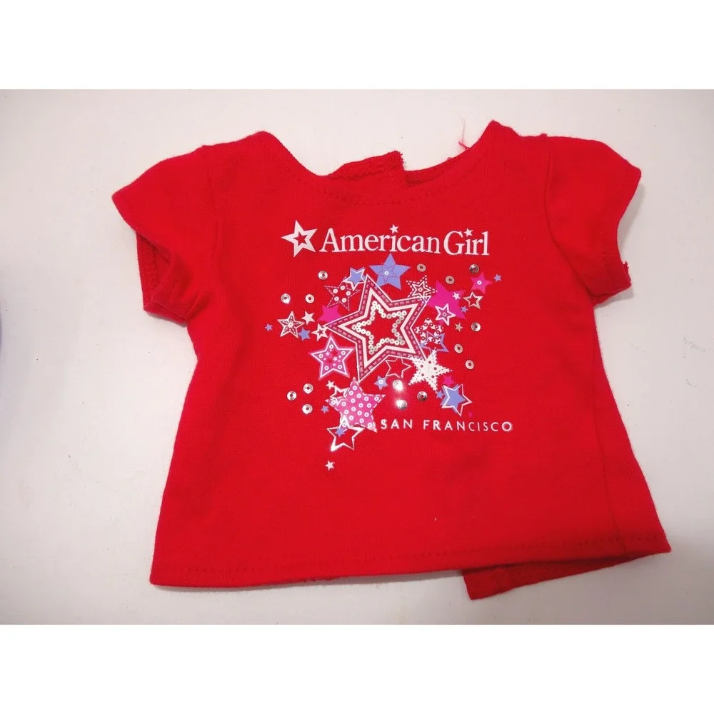 American Girl Doll Clothes Lot 2 Shirts San Francisco Red Pink Let's Celebrate